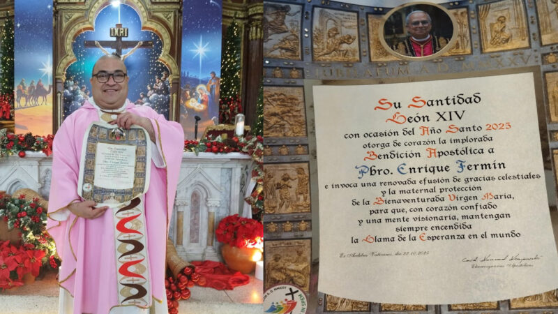 Papa León XIV otorgó bendición apostólica al presbítero Enrique Fermín