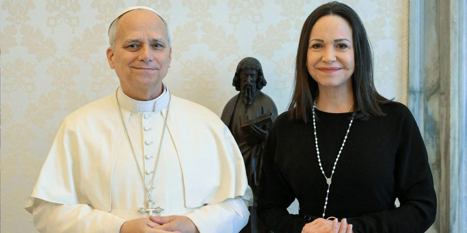 El papa León XIV recibió a María Corina Machado en el Vaticano