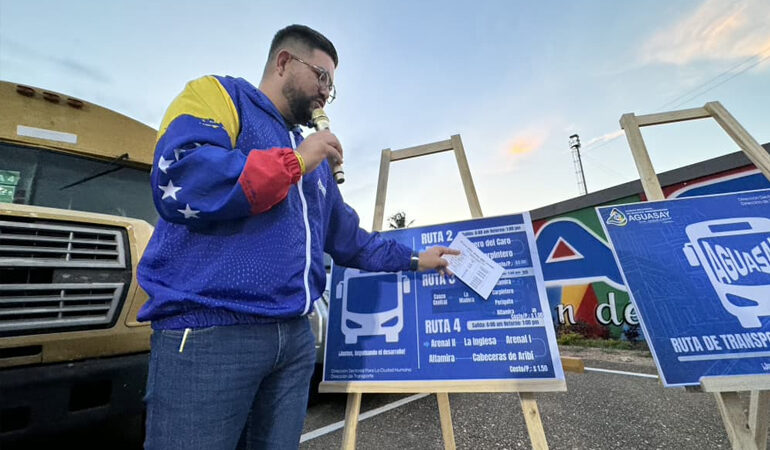 Alcalde Rafael Sánchez Mérida inaugura primera ruta de transporte público de Aguasay